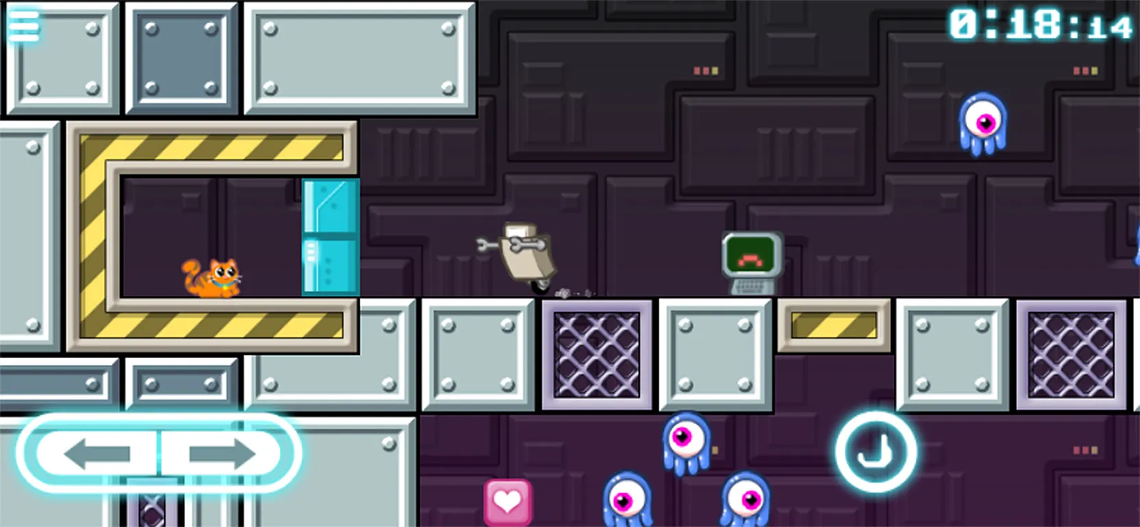 A screenshot from Robot Wants Kitty, a Raptisoft game that even lets players build their own stages using editing tools in-game